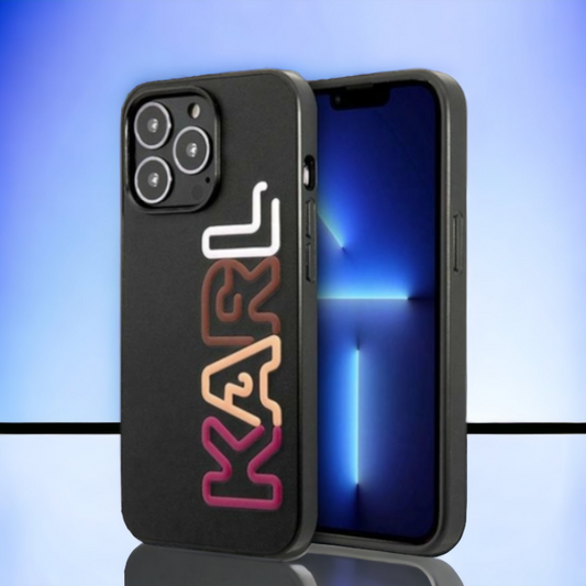 Ovitek Karl Lagerfeld "Black" za iPhone 13 Pro (KLHCP13LPCOBK) – Črna / PC + TPU silikon + Ekološko usnje