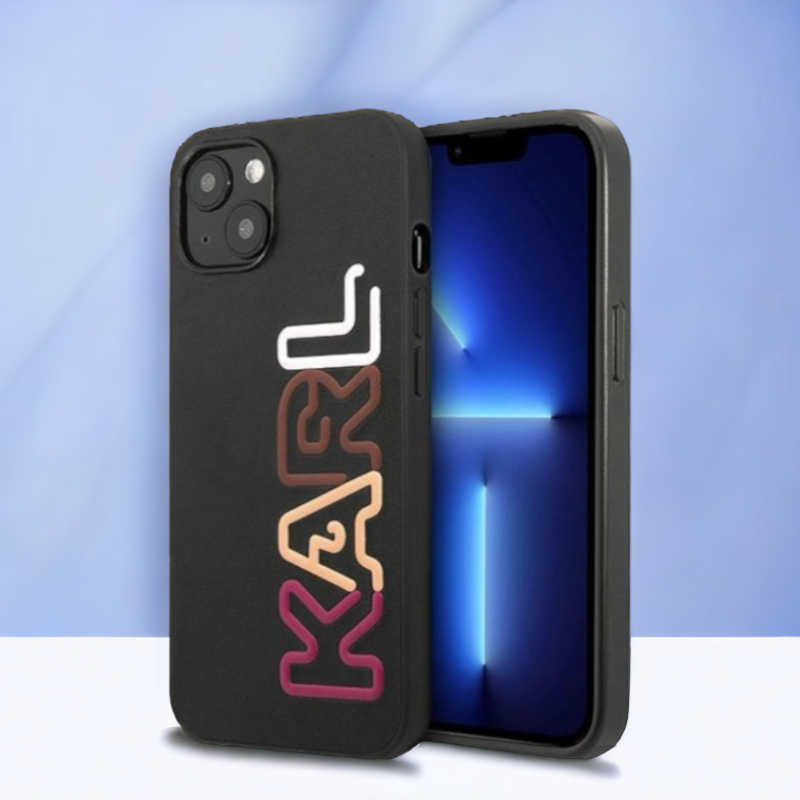 Ovitek Karl Lagerfeld "Black" za iPhone 13/14/15 (KLHCP13MPCOBK) – Črna / PC + TPU silikon + Ekološko usnje