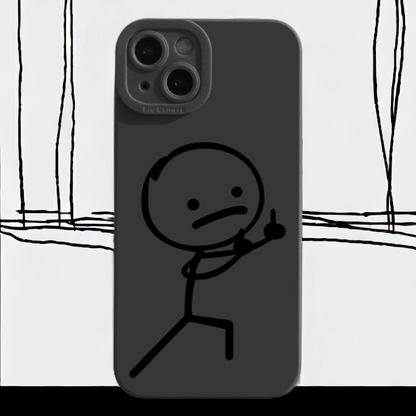 Silikonski ovitek "Funny Middle Finger" za iPhone 14 Plus – Infostyle – Črna / Stil 2 / TPU silikon