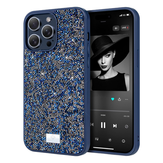 Bleščeč ovitek Bling & Co za iPhone 15 Pro Max moder – zaščitni ovitek z bleščicami

