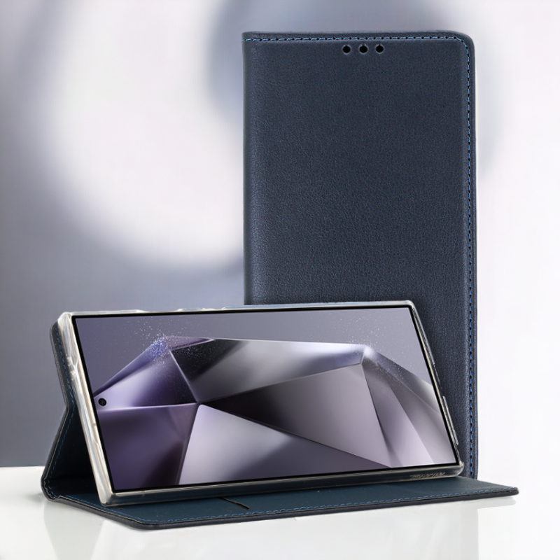 Preklopna torbica "Smart Magneto" za Samsung Galaxy A15 – Infostyle – Temno rdeča / Ekološko usnje + TPU silikon
