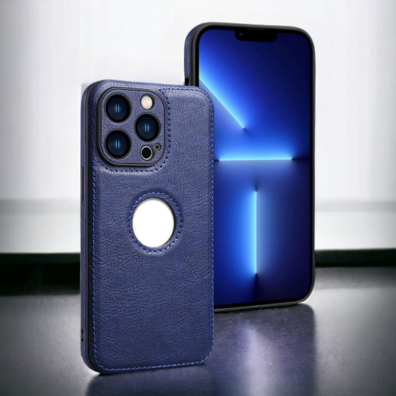 Ovitek "Leather" za iPhone 13/14/15 – Infostyle – Temno modra / Umetno usnje + TPU silikon