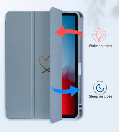 Ovitek za iPad Air 11 M2 2024 / iPad Pro 11 – Prozoren Zadnji Pokrov z Držalom za Pisalo, Sivo-Moder