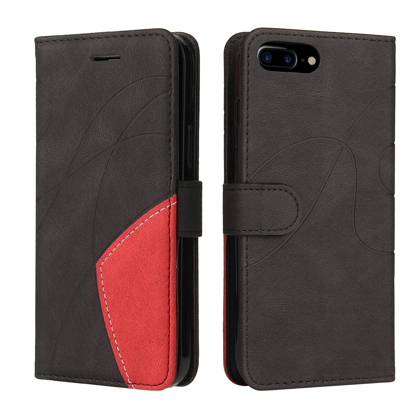 Preklopna torbica za iPhone 7 Plus / 8 Plus iz umetnega usnja – črna
