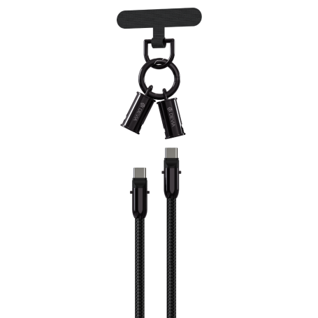 Devia Extreme Speed 2-u-1 USB-C kabel (ogrlica) – 60 W, 1,2 m, crna