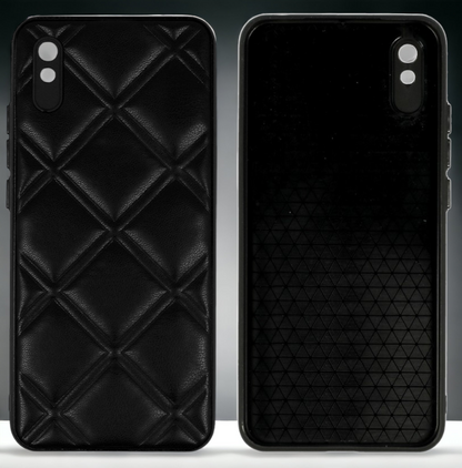 Silikonski ovitek "Checkered Leather 3D" za Xiaomi Redmi 9A - črna – Infostyle