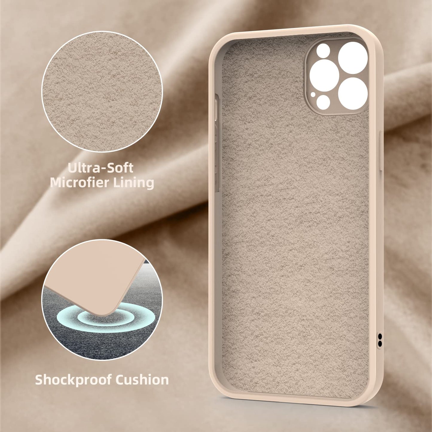 ElestBela silikonska maskica za iPhone 13 Pro – ultra tanka zaštitna maskica s mikrovlaknima (kaki)