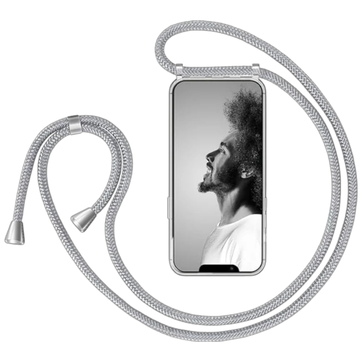Prozoren ovitek Clear Case z nastavljivo sivo vrvico za iPhone 13 Mini