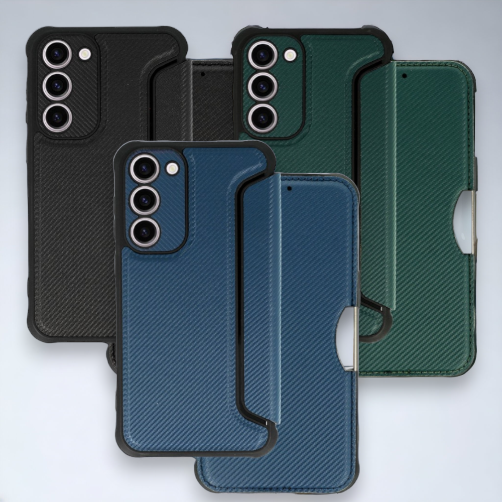 Preklopna torbica "razor" za Samsung Galaxy S23 Plus – Infostyle – Temno zelena / Ekološko usnje + TPU silikon