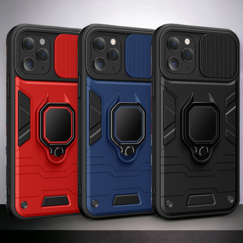 Silikonski ovitek "ring lens" za iPhone 14 Plus – Infostyle – Črna / PC + TPU silikon