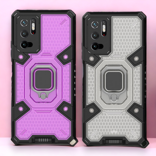 Silikonski ovitek "Honeycomb armor ring" za Xiaomi Redmi Note 10 5G – Infostyle – Črna / PC + TPU silikon