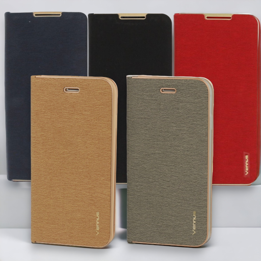 Preklopna torbica "Vennus - chic" za Samsung Galaxy S23 Ultra – Zlata / Ekološko usnje + TPU silikon