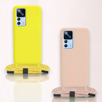 Silikonski ovitek "Crossbody Lanyard" za Xiaomi 12T Pro – Techsuit – Svetlo roza / TPU silikon