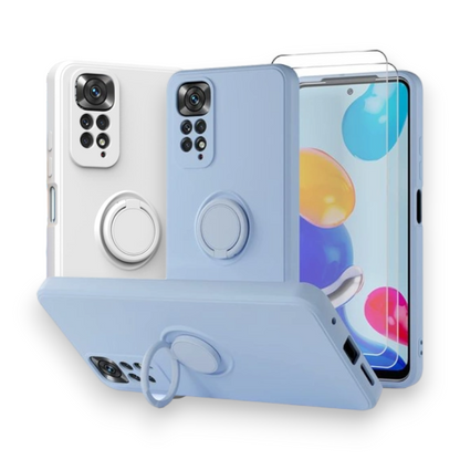 Komplet silikonski ovitek z ringom + 2 zaščitni stekli za Xiaomi Redmi Note 11/11s 4G – Infostyle – Pastelno vijolična /