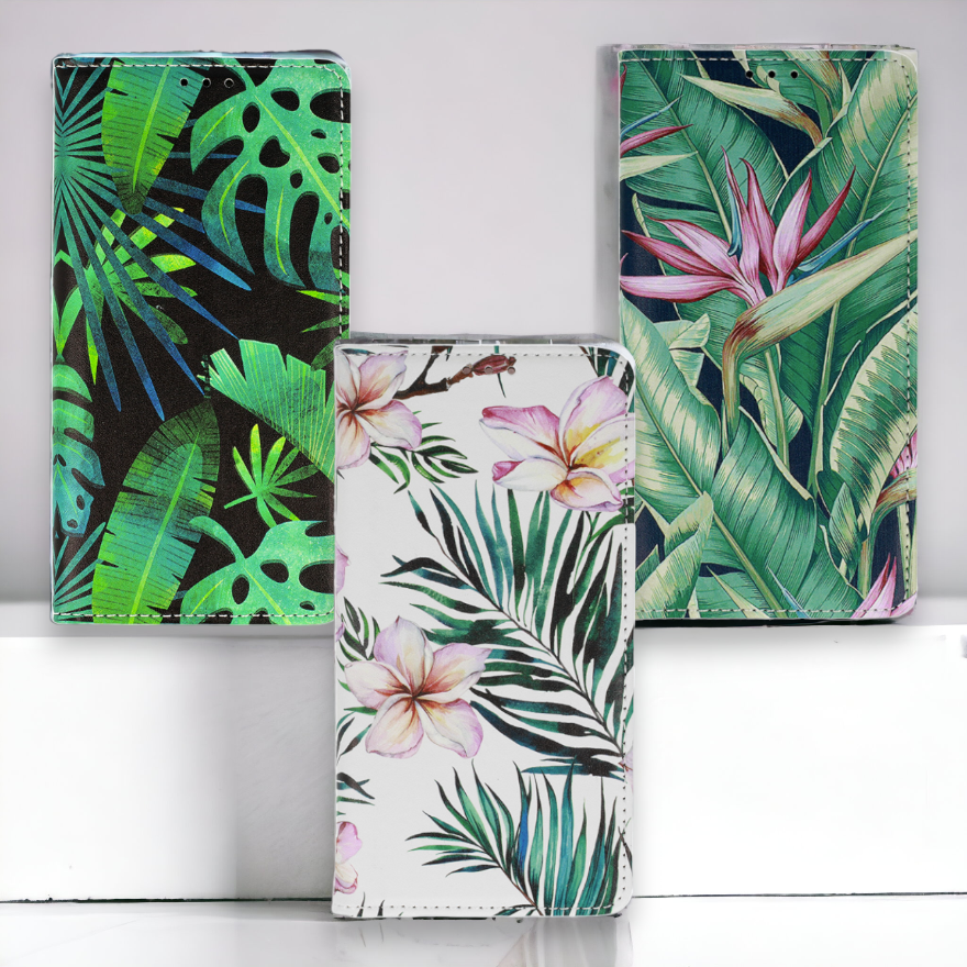 Preklopna torbica "Flower" za Samsung Galaxy A72 4G/5G – Infostyle – Temno zelena / Umetno usnje + TPU silikon