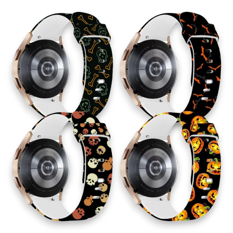 Silikonski pašček "Halloween" za Samsung Galaxy Watch 5/4 (40 / 44 mm)/ 3 (41mm)/Active 2 (40/44mm) – Infostyle – Črna /