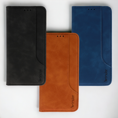 Preklopna torbica "Wonder" za Xiaomi Redmi 13C – Črna / Ekološko usnje + TPU silikon