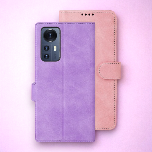 Preklopna torbica "Eastcco" za Xiaomi 12 (2022) – Infostyle – Vijolična / Umetno usnje + TPU silikon