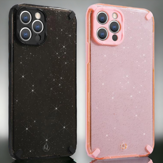 Silikonski ovitek "Armor Glitter" za iPhone 13 Mini – Infostyle – Črna / PC + TPU silikon