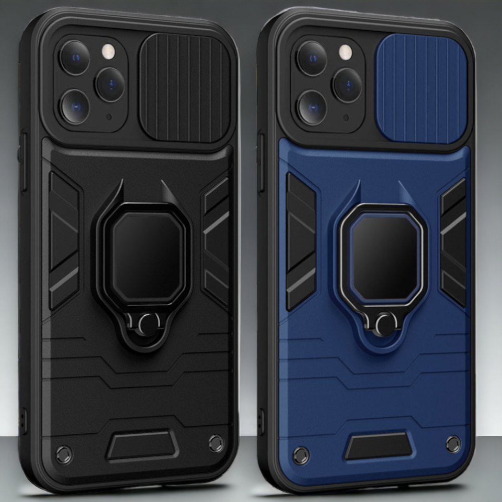 Silikonski ovitek "ring lens" za iPhone 14 – Infostyle – Črna / PC + TPU silikon