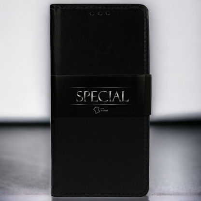 Preklopna torbica "special" za Samsung Galaxy Note 10 - Črna – Infostyle – Črna / Naravno usnje + TPU silikon