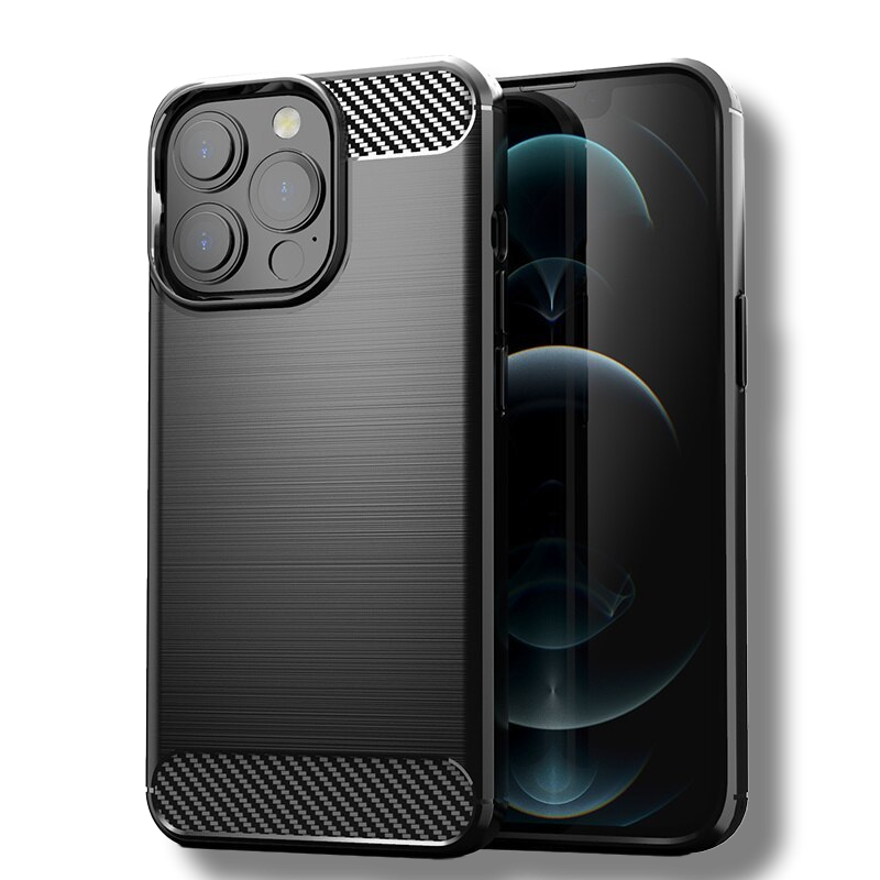 Silikonski ovitek "carbon" za iPhone 14 - Črna – Techsuit – Črna / TPU silikon