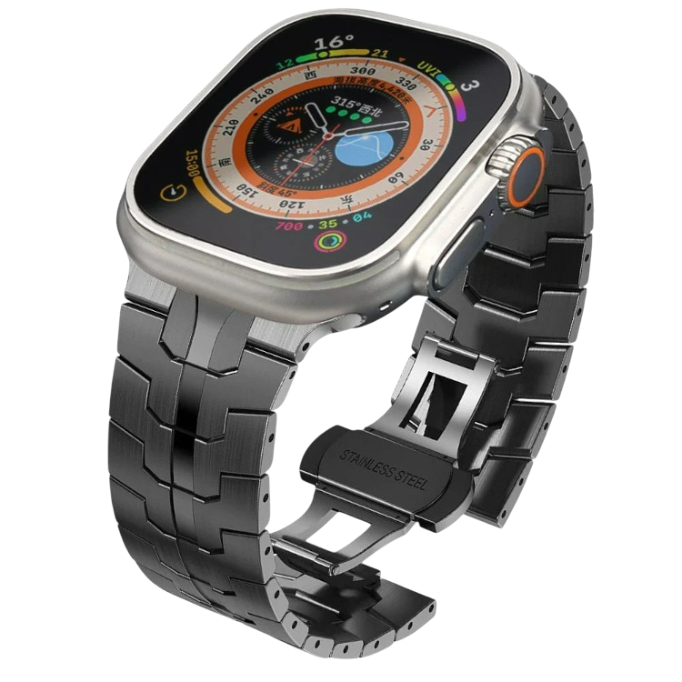 Pašček za Apple Watch 1/2/3/4/5/6/7/8/9/SE/SE 2/Ultra/Ultra 2 (42/44/45/49mm), črna – Techsuit