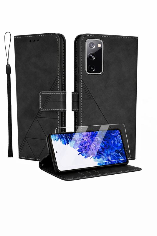 Preklopna torbica Togestar črna + zaščitno steklo za Samsung Galaxy S20 FE