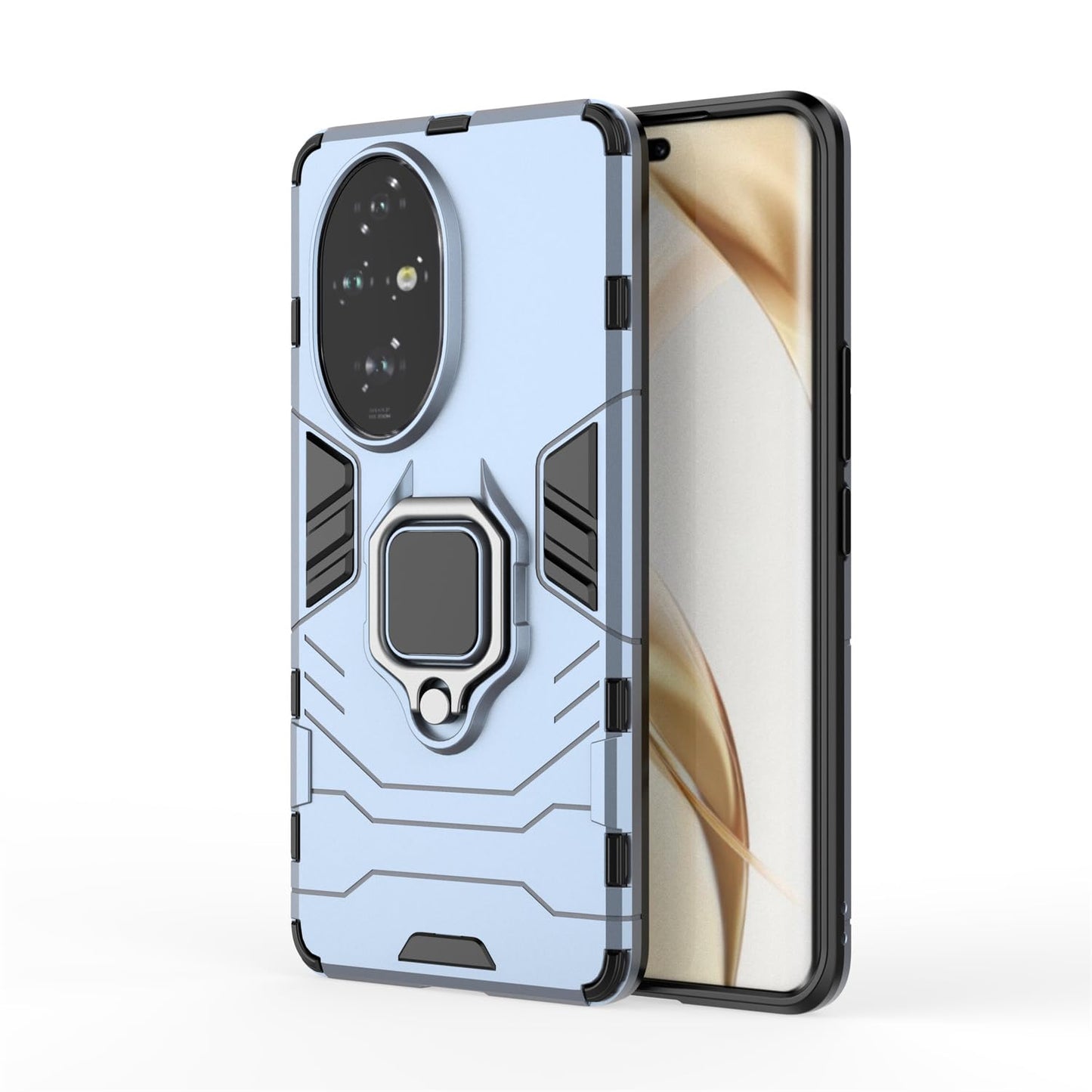 Ovitek za Honor 200 Pro s kovinskim držalom Ring modra, robusten zaščitni ovitek z držalom za telefon