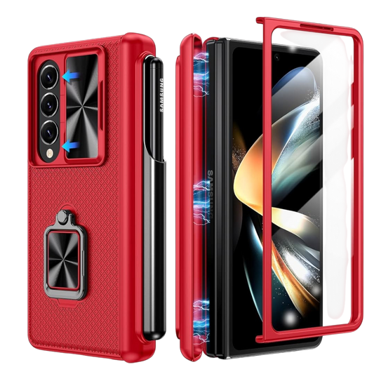 Ovitek za telefon 360 s držalom za pisalo in stojalom "DoeShine" Samsung Galaxy Z Fold 5 – Infostyle – Rdeča