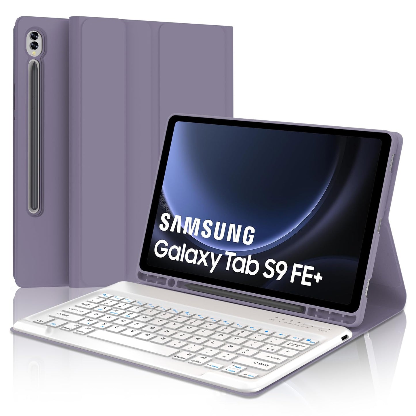 JADEMALL ovitek s tipkovnico za Samsung Galaxy Tab S9 FE Plus vijolična Bluetooth tipkovnica zaščitni ovitek za tablico