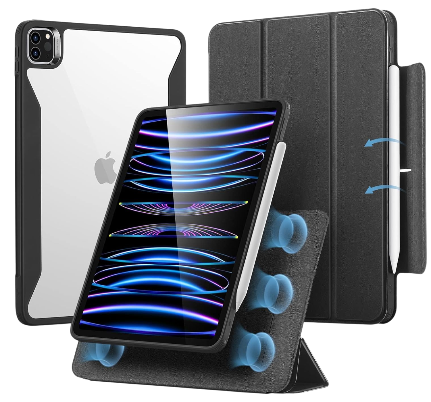 Preklopna torbica "ESR Hybrid 360" za iPad Pro 11'' 2024 (5. generacija) z držalom za svinčnik – Črna