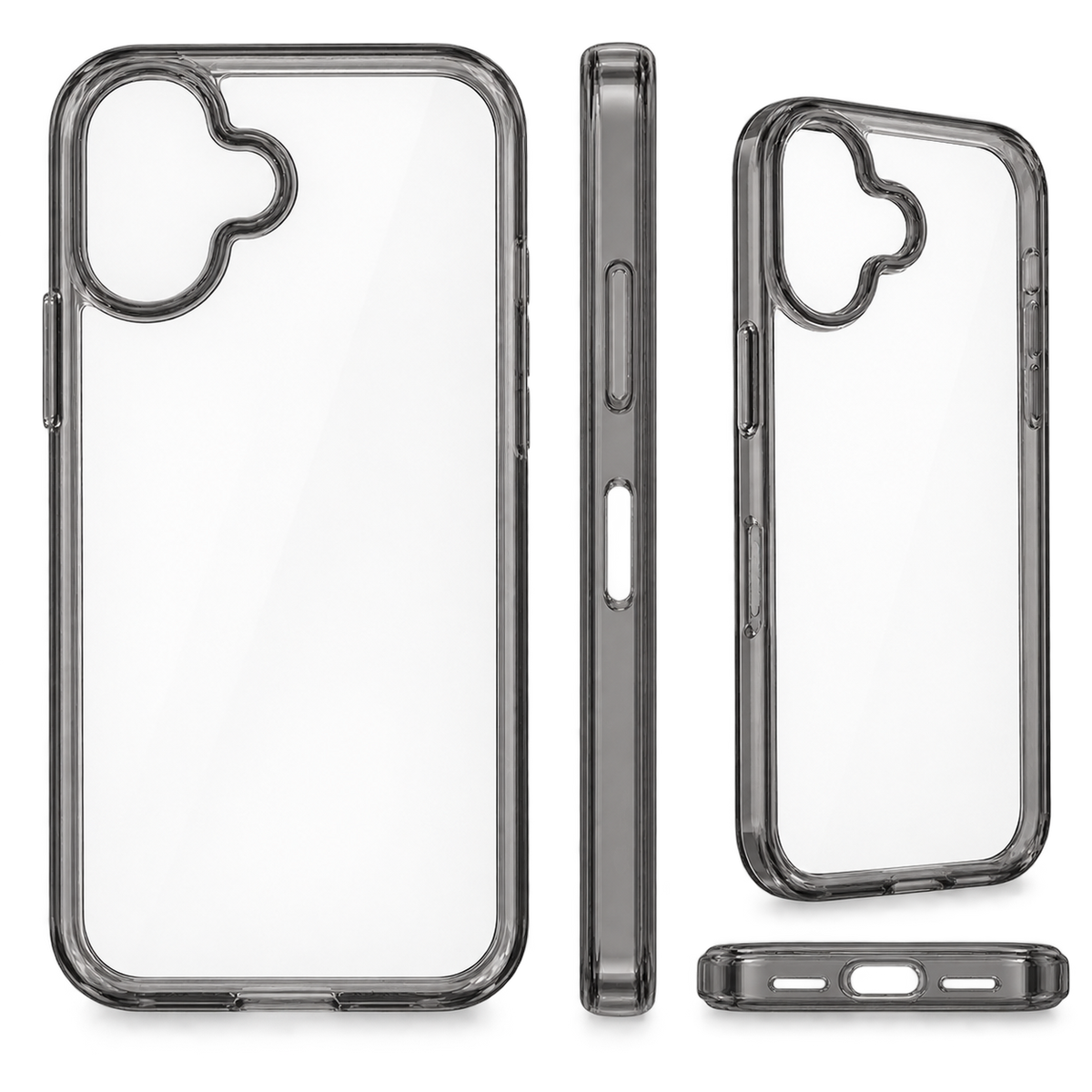 CASEKOO ovitek za iPhone 16 6,1" – prozoren ovitek s črnim prosojnim okvirjem