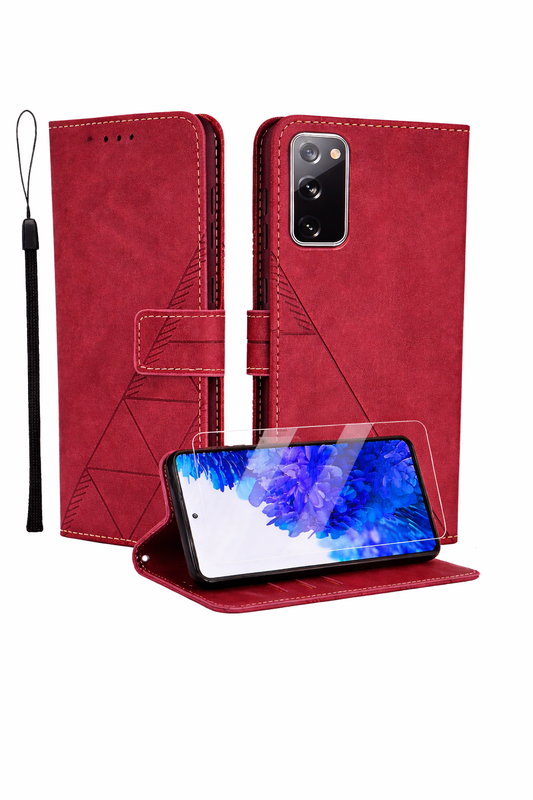Preklopna torbica Togestar bordo rdeča + zaščitno steklo za Samsung Galaxy S20 FE