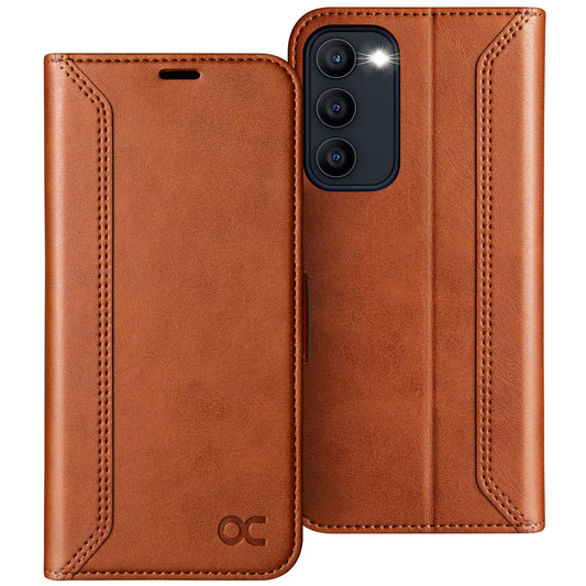 OCASE Retro preklopni ovitek za Samsung Galaxy S23, RFID, usnjen videz, elegantna zaščita