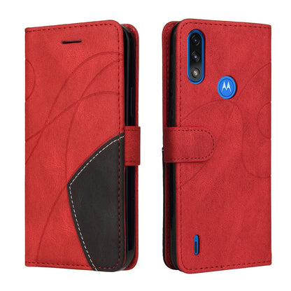 Preklopna torbica za Motorola Moto E7 Power iz umetnega usnja – rdeča