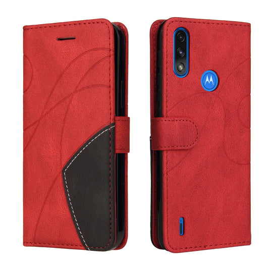 Preklopna torbica za Motorola Moto E7 Power iz umetnega usnja – rdeča
