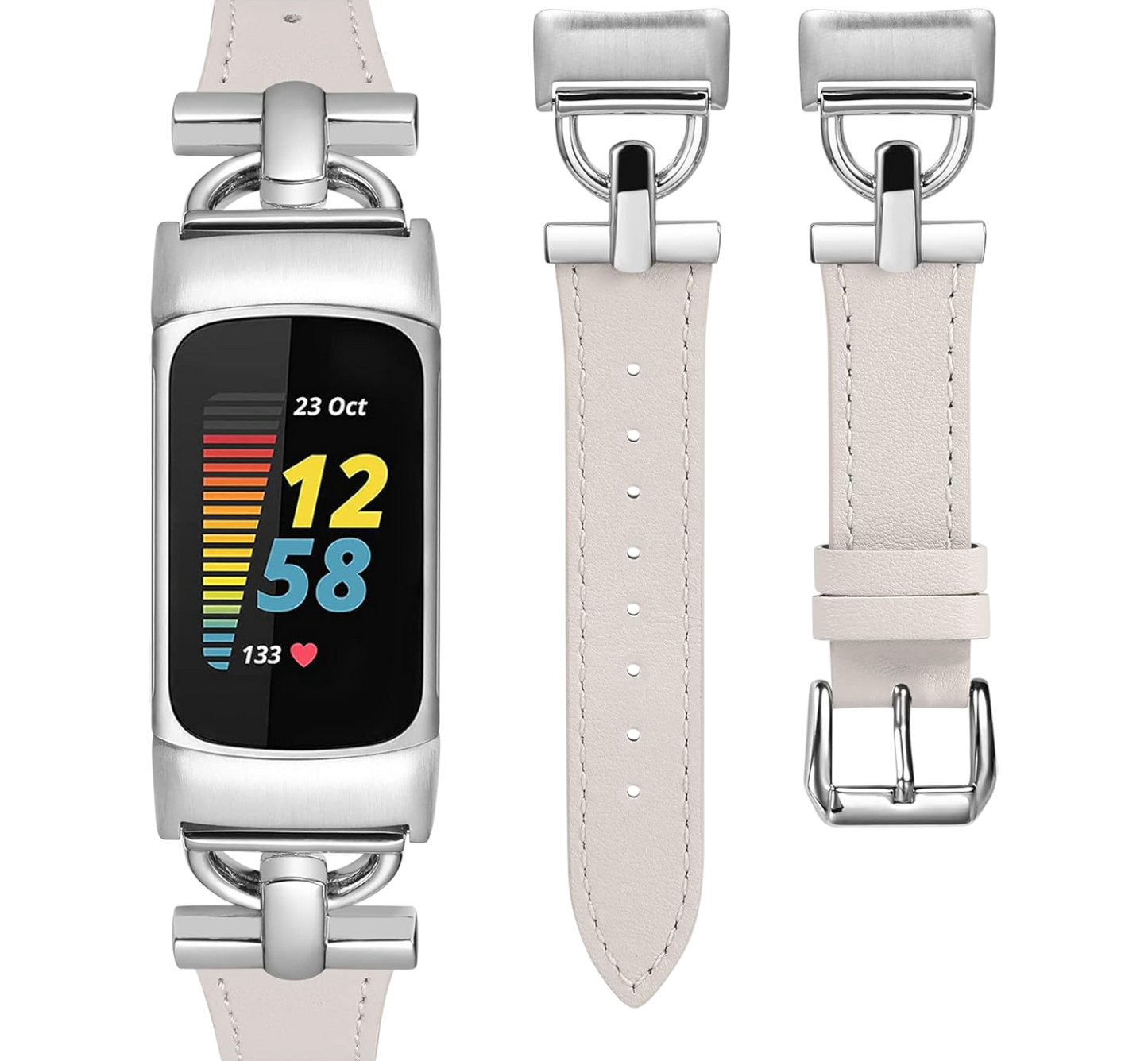 Pašček za pametno zapestnico "Wearlizer" Fitbit Charge 6/Charge 5 – Infostyle – Bež