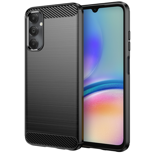 Ovitek za telefon "carbon" za Samsung Galaxy A05s – Infostyle – Črna / Naravno usnje + TPU silikon