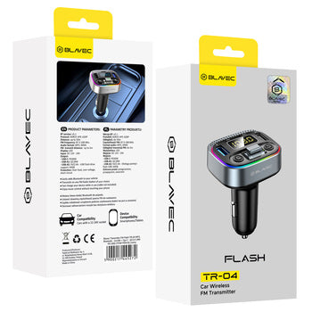 Blavec TR-04 Bluetooth FM oddajnik QC3.0 18W PD 30W USB-C - črna