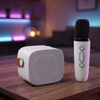 Blavec WS-07 Karaoke Party Bluetooth zvočnik 5W z 2 mikrofonoma - bel