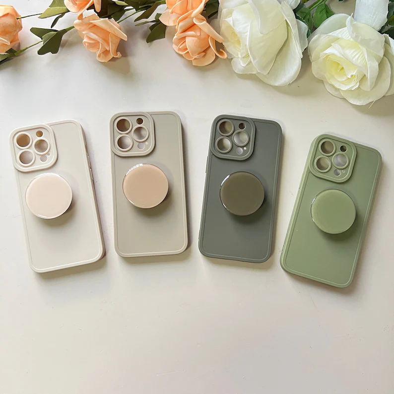 Silikonski ovitek "Popsocket" za iPhone 13 Pro – Infostyle – Bež / TPU silikon