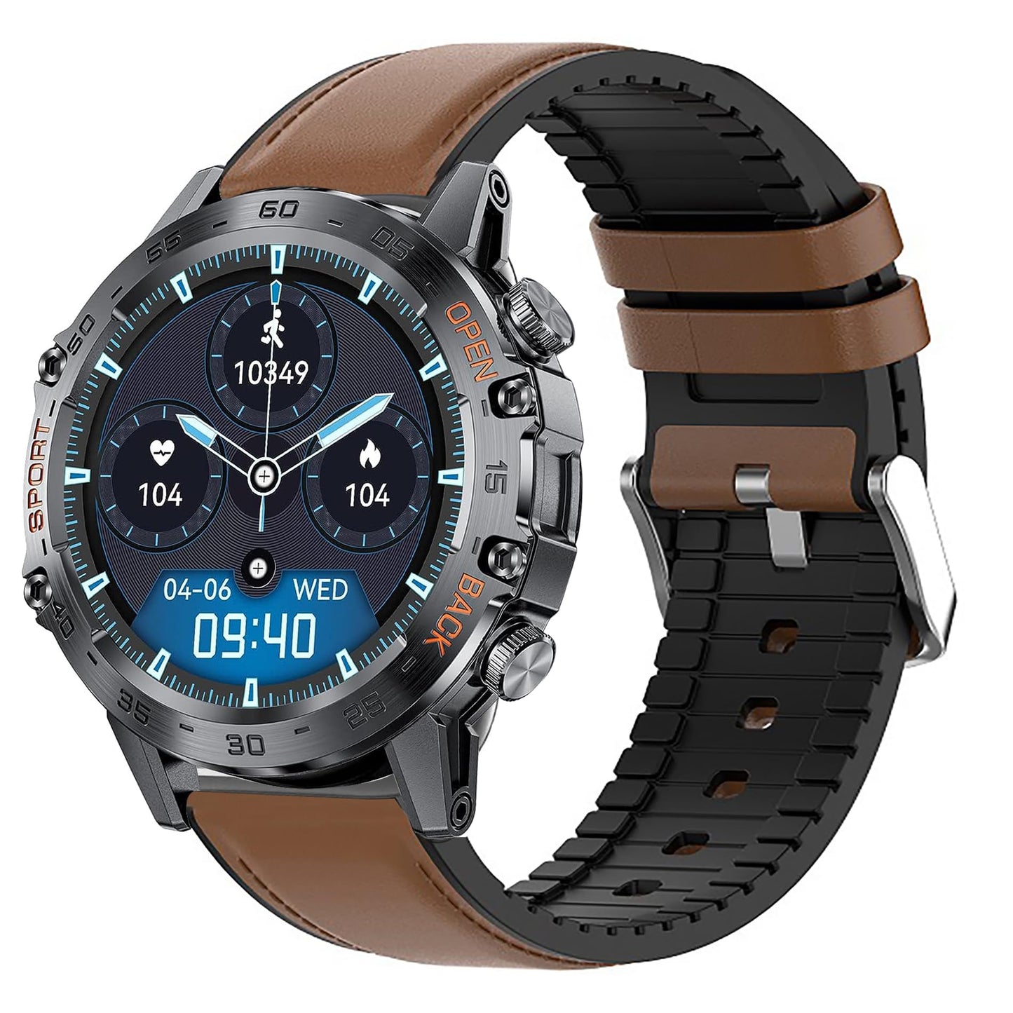 Blueshaweu 22mm Hybrid Strap for K52 - Leather + Silicone