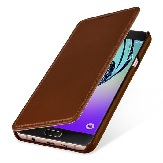 StilGut usnjena preklopna torbica “Book Type” za Samsung Galaxy A7 (2016) – konjak rjava, brez sponke