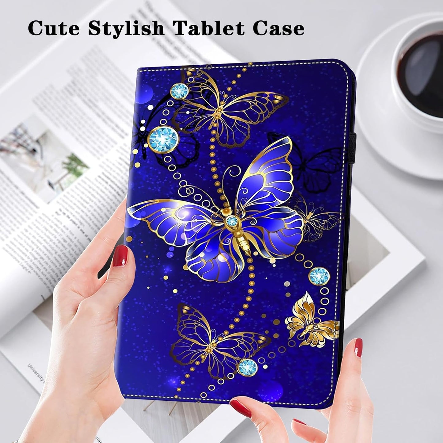 GLANDOTU ovitek za Xiaomi Redmi Pad 10.61 (2022) – flip etui z držalom za pisalo, Diamond Butterfly
