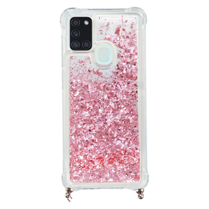 Glitter maskica s vezicom za Samsung Galaxy A21s – ljubičasta svjetlucava maskica