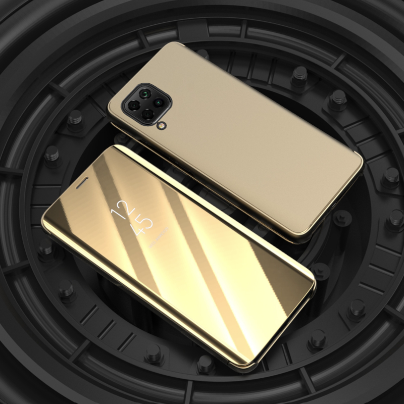Preklopna torbica "Clear View" za Huawei P40 Lite – Infostyle – Zlata / PC + TPU silikon