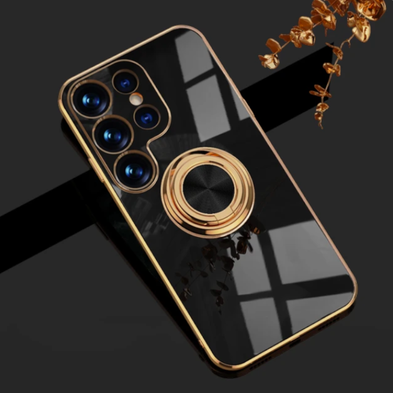 Silikonski ovitek "GoldRing" za Samsung Galaxy S23 Ultra – Infostyle – Črna / PC + TPU silikon