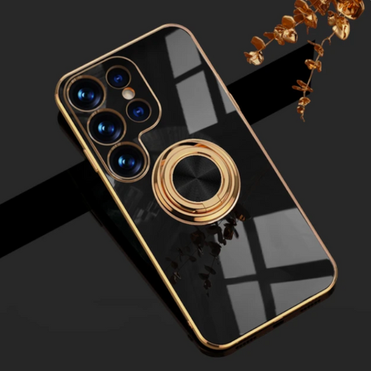 Silikonski ovitek "GoldRing" za Samsung Galaxy S23 Ultra – Infostyle – Črna / PC + TPU silikon