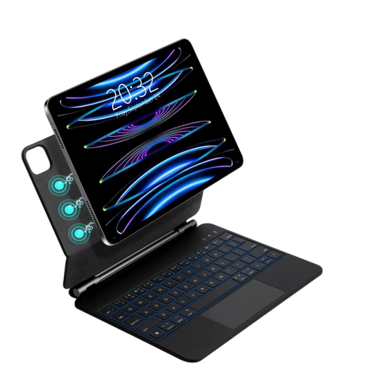 Črn ovitek GOOJODOQ z osvetljeno tipkovnico za združljive tablice iPad Air 10,9 in iPad Pro 11 palcev